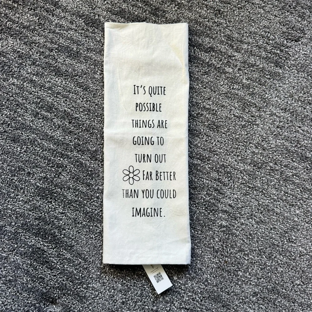 Inspirational *NWT* White Flour Sack Hand Towel